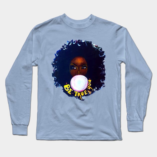 Afro Hair Brown Skin Long Sleeve T-Shirt by EllenDaisyShop